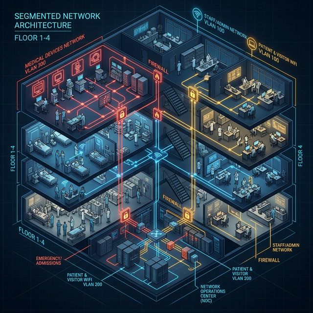 Clínica Médica Privada: Red Segura con Aislamiento Completo de Equipos Médicos
